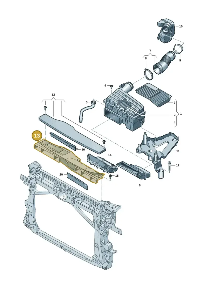 5Q0129254E — Volkswagen T-Roc convertible 1.5 (2019-2024) diagram 7t0129050, position 13