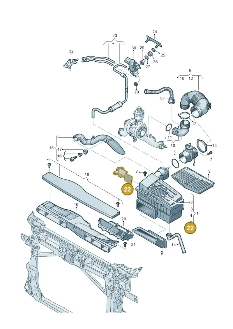 5Q0129594 — Volkswagen Caddy Maxi Kombi (2020-2024) diagram 2ka129302, position 22