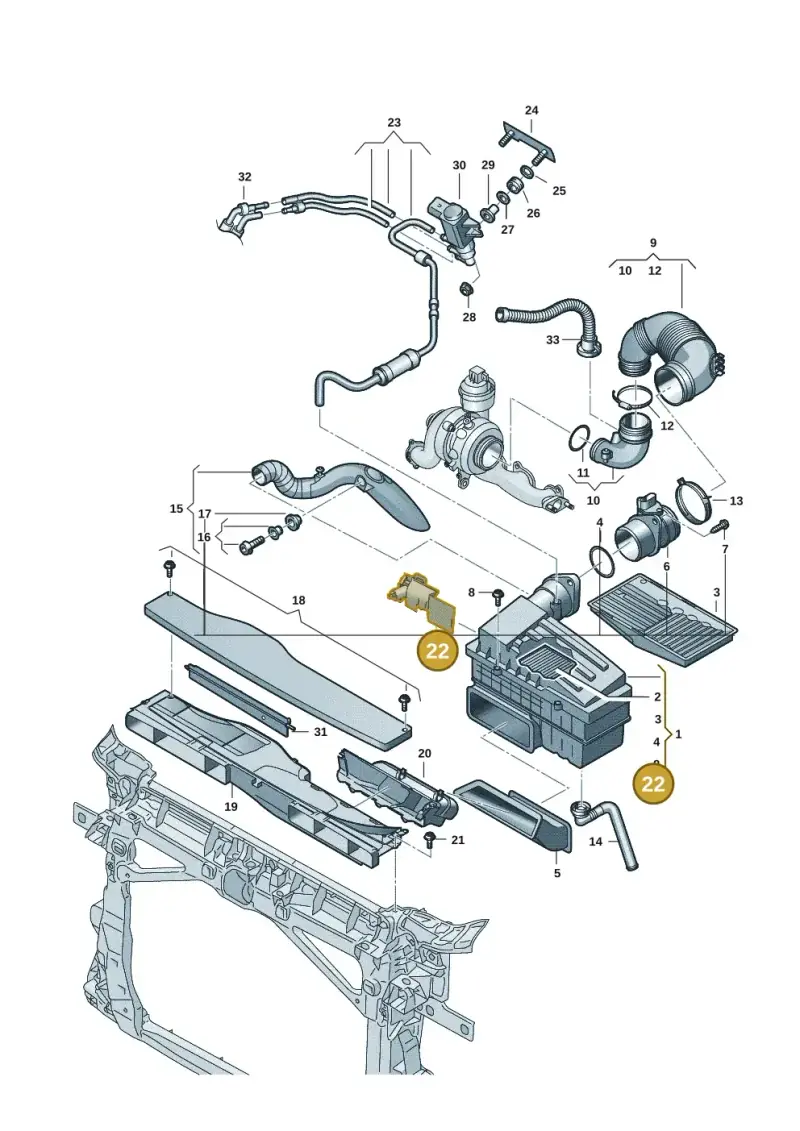 5Q0129594 — Volkswagen Tiguan 2.0 (2023-) diagram 57x129300, position 22