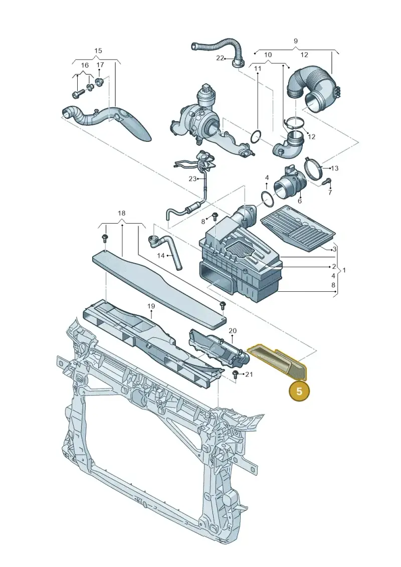 5Q0129618B — Volkswagen Tiguan 2.0 4Motion (2017-2024) diagram 884129000, position 5