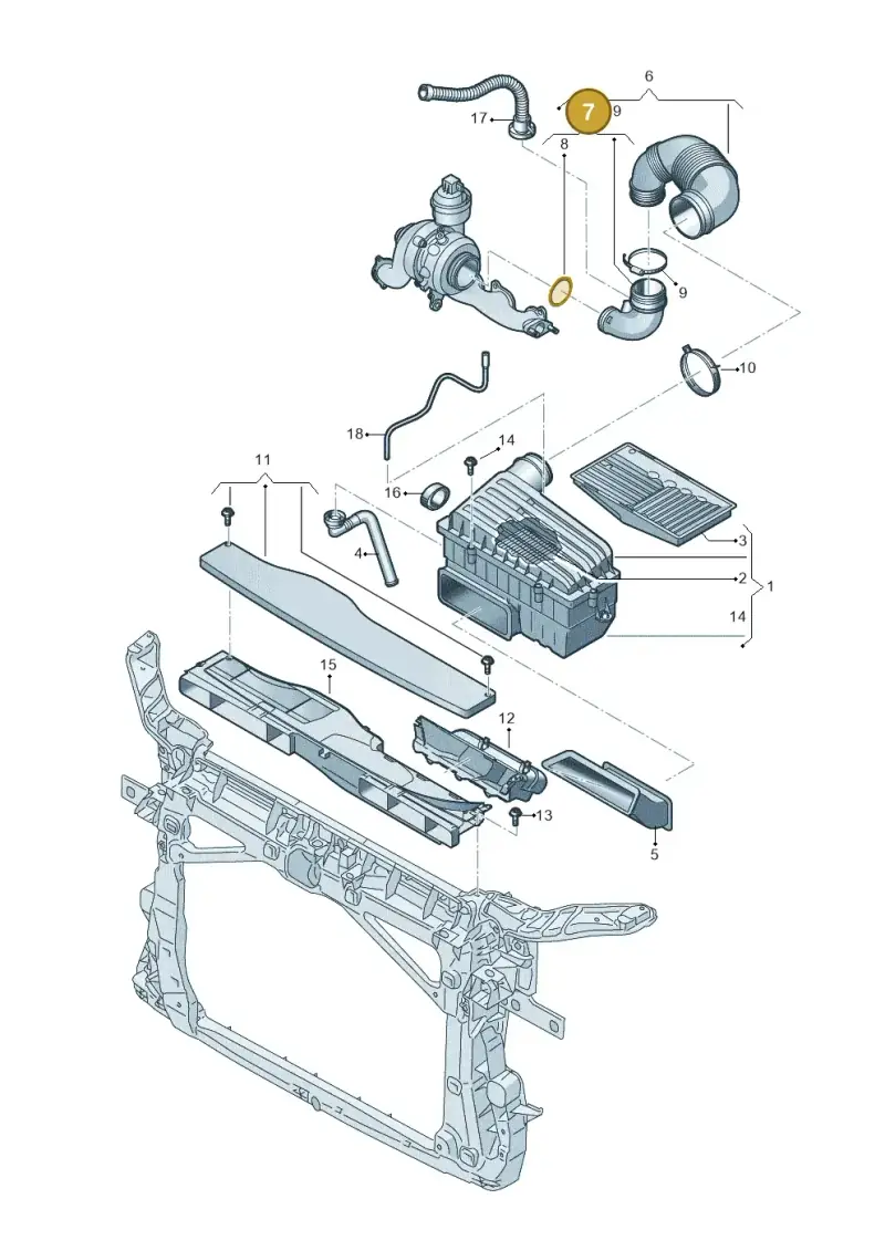 5Q0129635T — Volkswagen Tiguan 2.0 4Motion (2016-2024) diagram 884129350, position 7