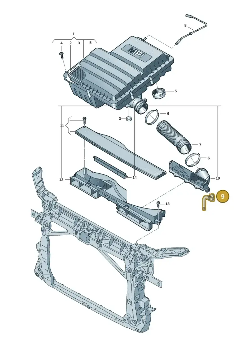 5Q0129637B — Volkswagen Golf 2.0 BlueMotion (2019-2024) diagram 5h0129060, position 9