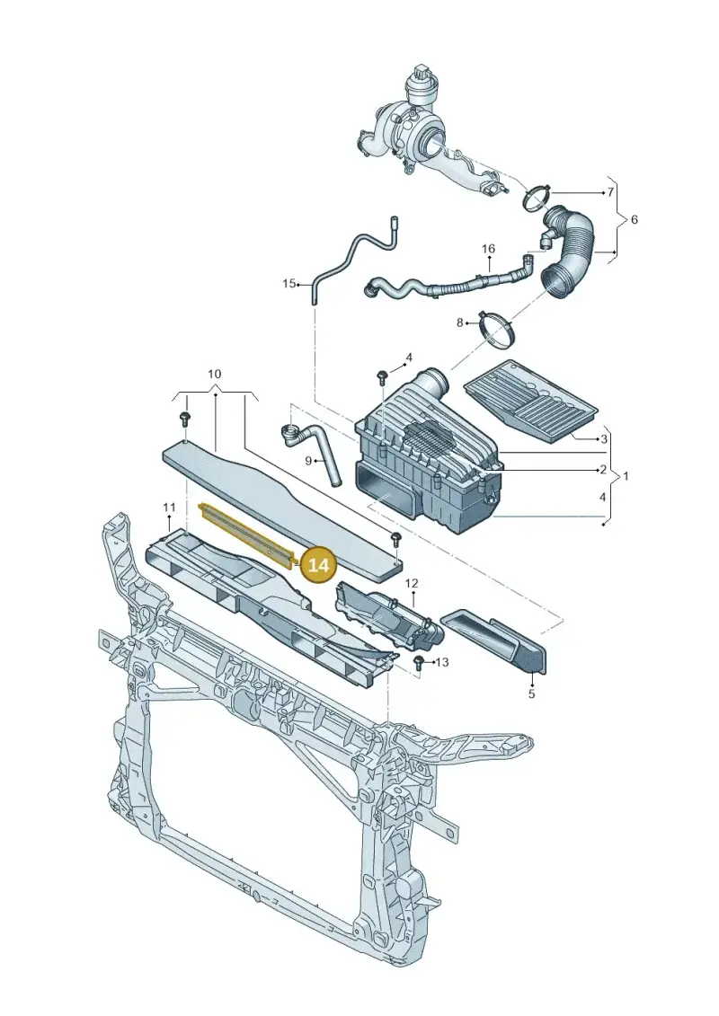 5Q0129747B — Volkswagen Golf 2.0 BlueMotion (2019-2024) diagram 813129090, position 14