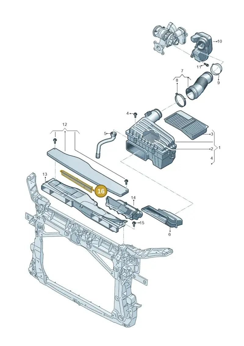 5Q0129747B — Volkswagen T-Roc BlueMotion (2017-2024) diagram 884129050, position 16
