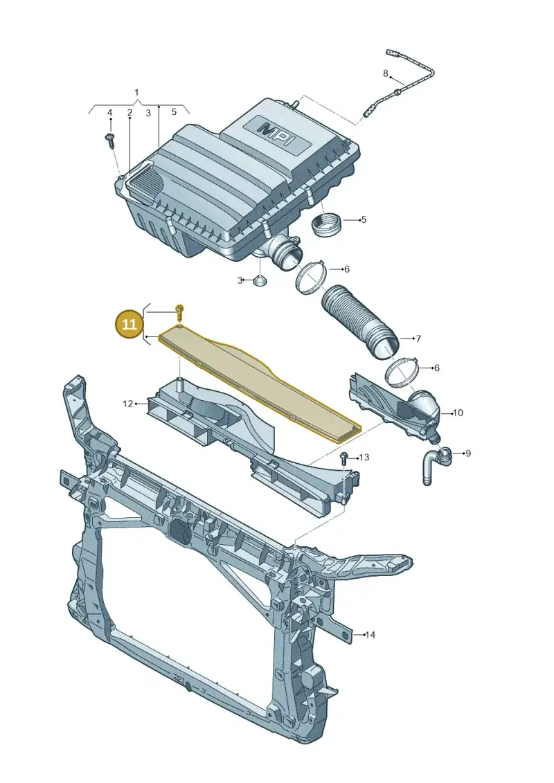 5Q0129954 — Volkswagen Caddy Maxi Kombi (2020-2024) diagram 781129200, position 11