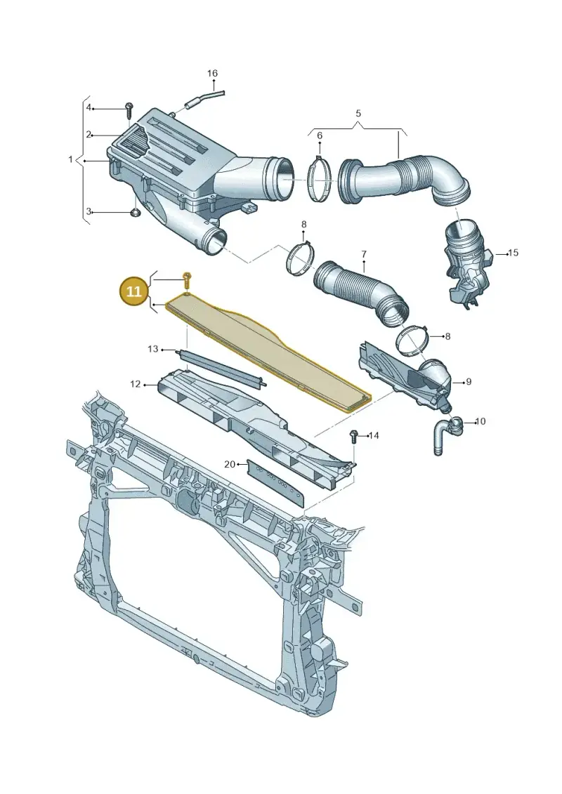 5Q0129954G — Volkswagen Golf 2.0 BlueMotion (2019-2024) diagram 57x129042, position 11