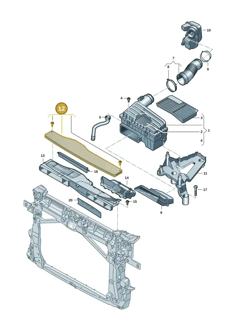 5Q0129954G — Volkswagen T-Roc convertible 1.5 (2019-2024) diagram 7t0129050, position 12