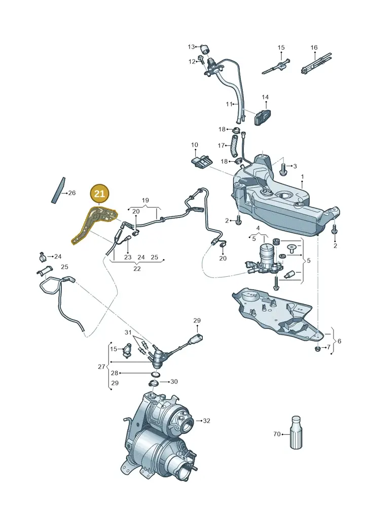 5Q0131327A — Volkswagen Golf 2.0 (2016-2020) diagram 781253700, position 21