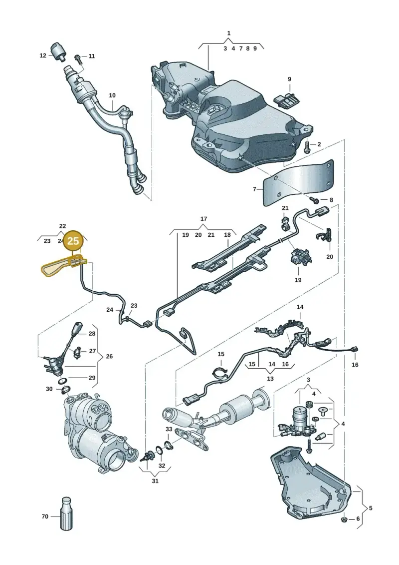 5Q0131327S — Volkswagen Golf 2.0 BlueMotion (2019-2024) diagram 5h0253106, position 25