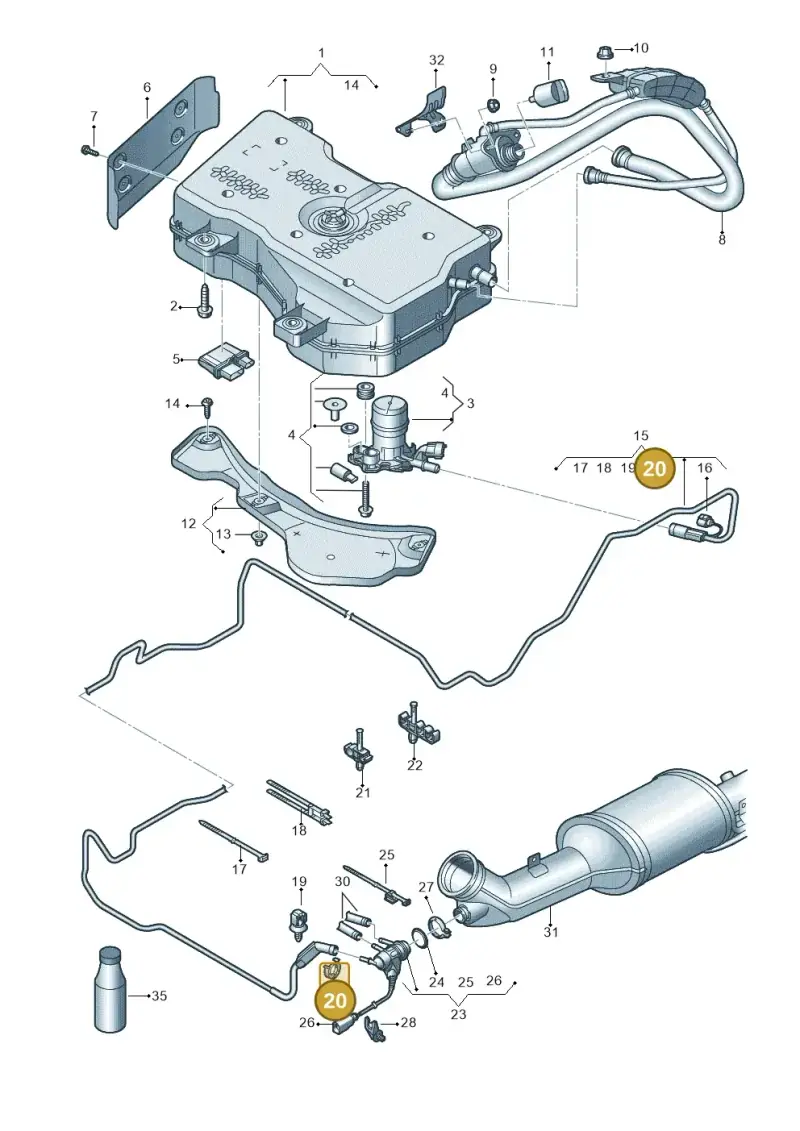 5Q0131645B — Volkswagen Amarok twin cab (2016-2022) diagram 894253560, position 20