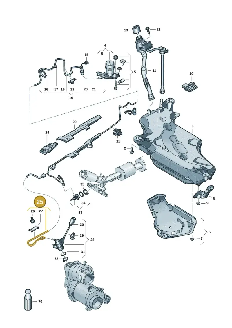 5Q0131960 — Volkswagen Golf 2.0 BlueMotion (2019-2024) diagram 5h0253103, position 25