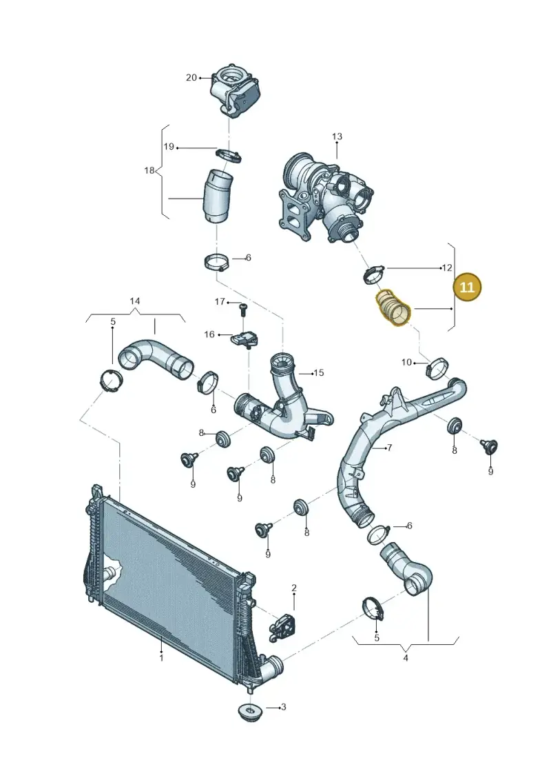 5Q0145828A — Volkswagen Tiguan 2.0 4Motion (2017-2024) diagram 833145129, position 11