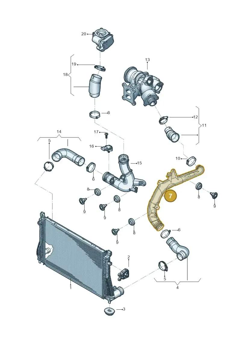 5Q0145840B — Volkswagen Tiguan 2.0 4Motion (2017-2024) diagram 833145129, position 7