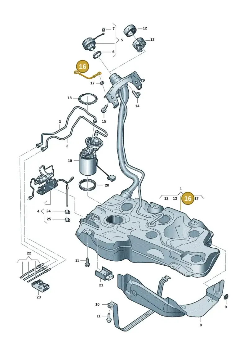 5Q0201142A — Volkswagen Golf 2.0 BlueMotion (2019-2024) diagram 5h0201060, position 16