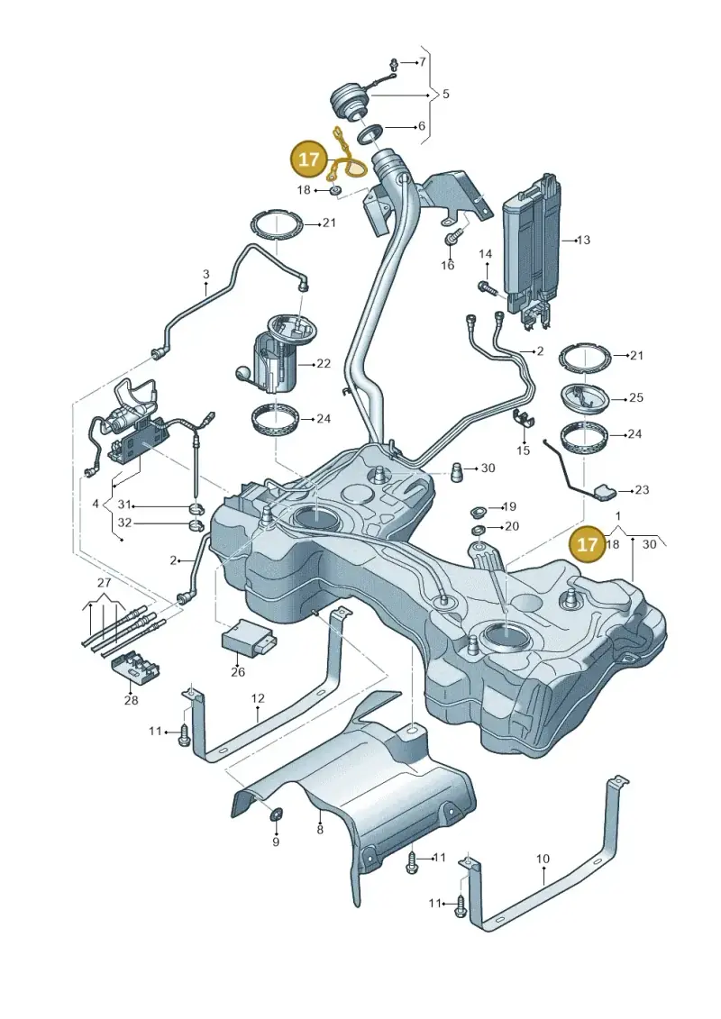 5Q0201142A — Volkswagen T-Roc BlueMotion (2017-2024) diagram 813201450, position 17
