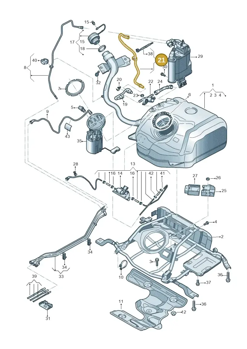 5Q0201160T — Volkswagen Golf 2.0 (2016-2020) diagram 746201500, position 21