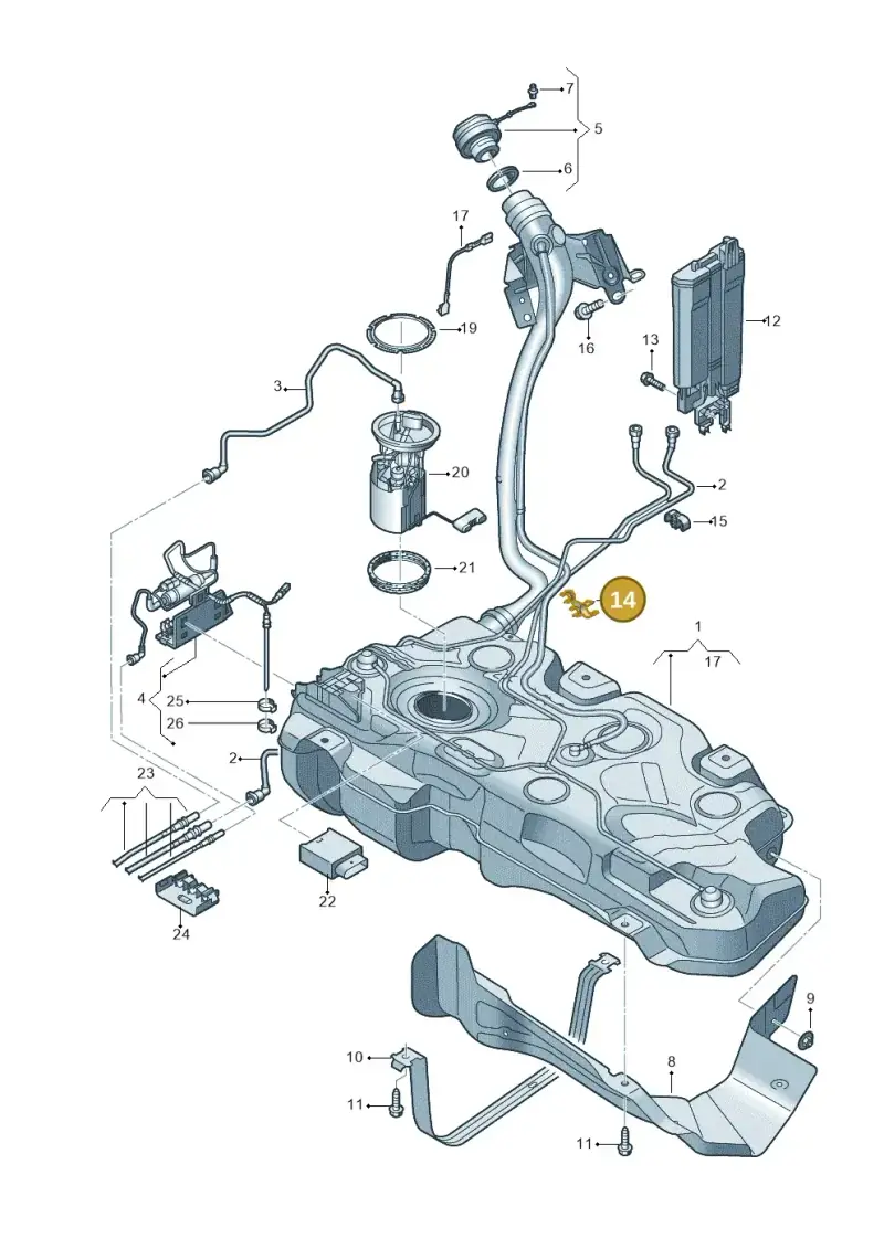 5Q0201250B — Volkswagen T-Roc BlueMotion (2017-2024) diagram 813201042, position 14
