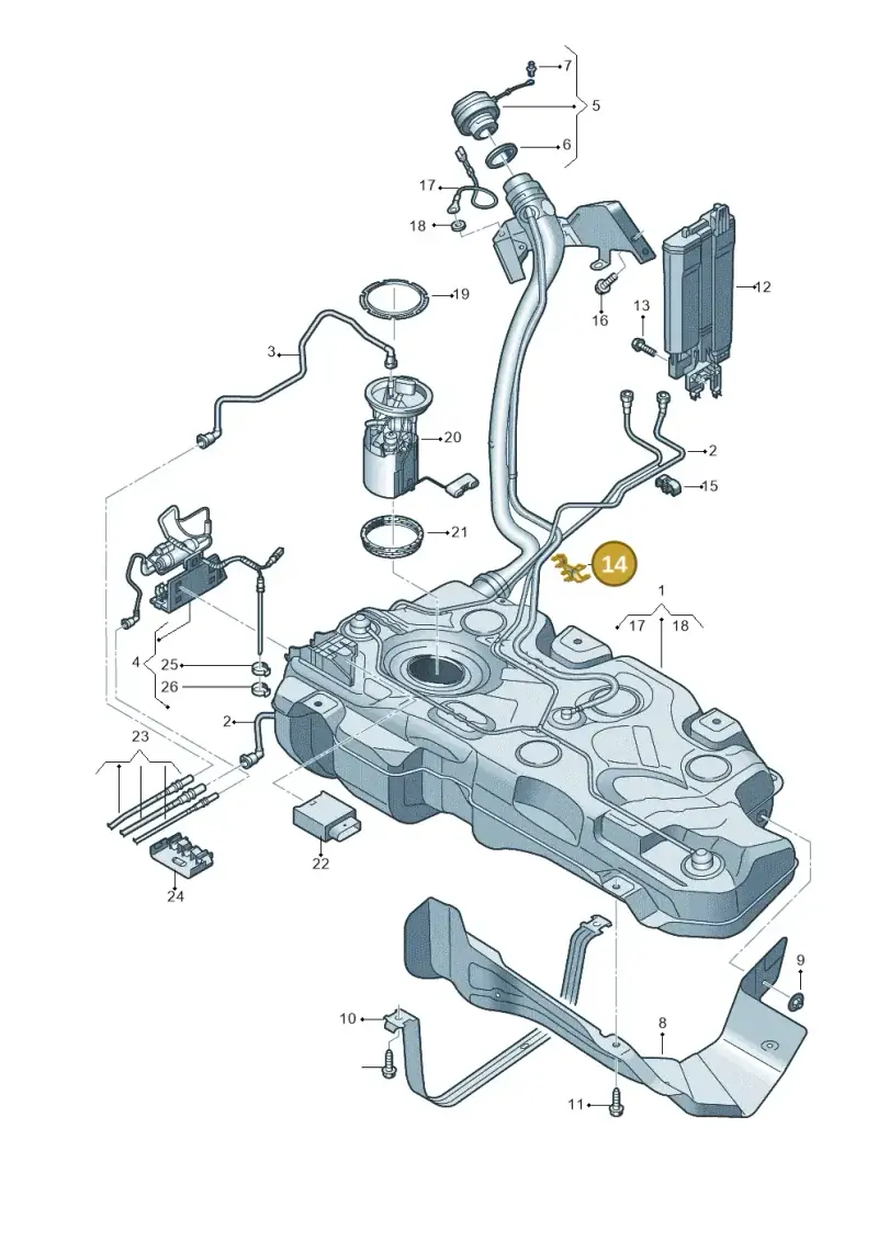5Q0201250B — Volkswagen T-Roc BlueMotion (2017-2024) diagram 813201400, position 14