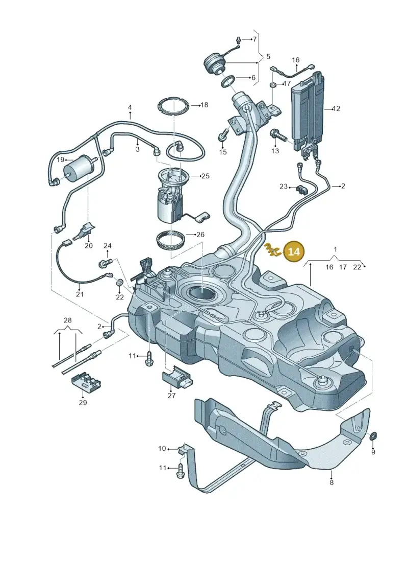 5Q0201250B — Volkswagen Golf 1.6 (2015-2019) diagram 867201300, position 14