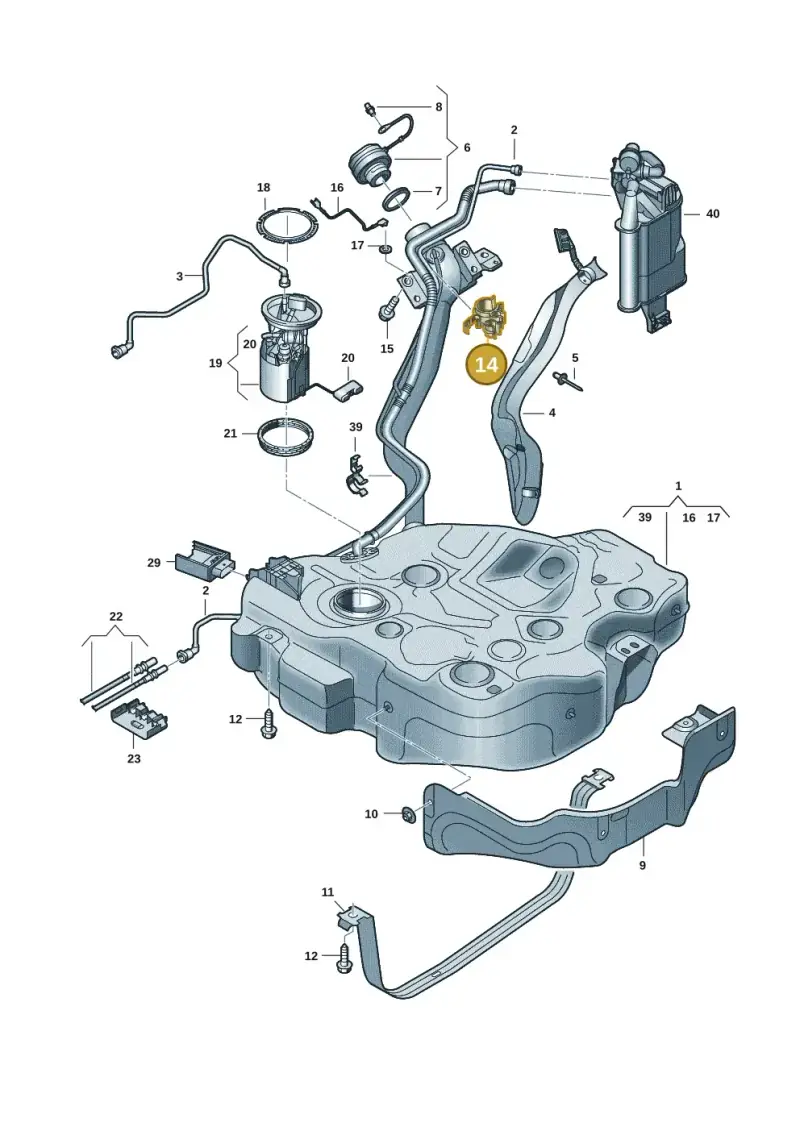 5Q0201250J — Volkswagen Golf 2.0 BlueMotion (2019-2024) diagram 5h0201045, position 14