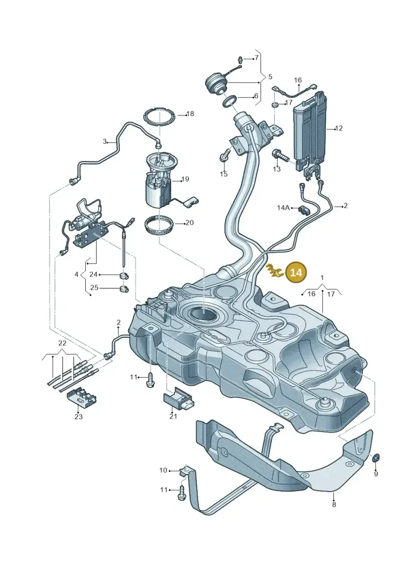 5Q0201278A — Volkswagen Golf 2.0 (2016-2020) diagram 746201300, position 14