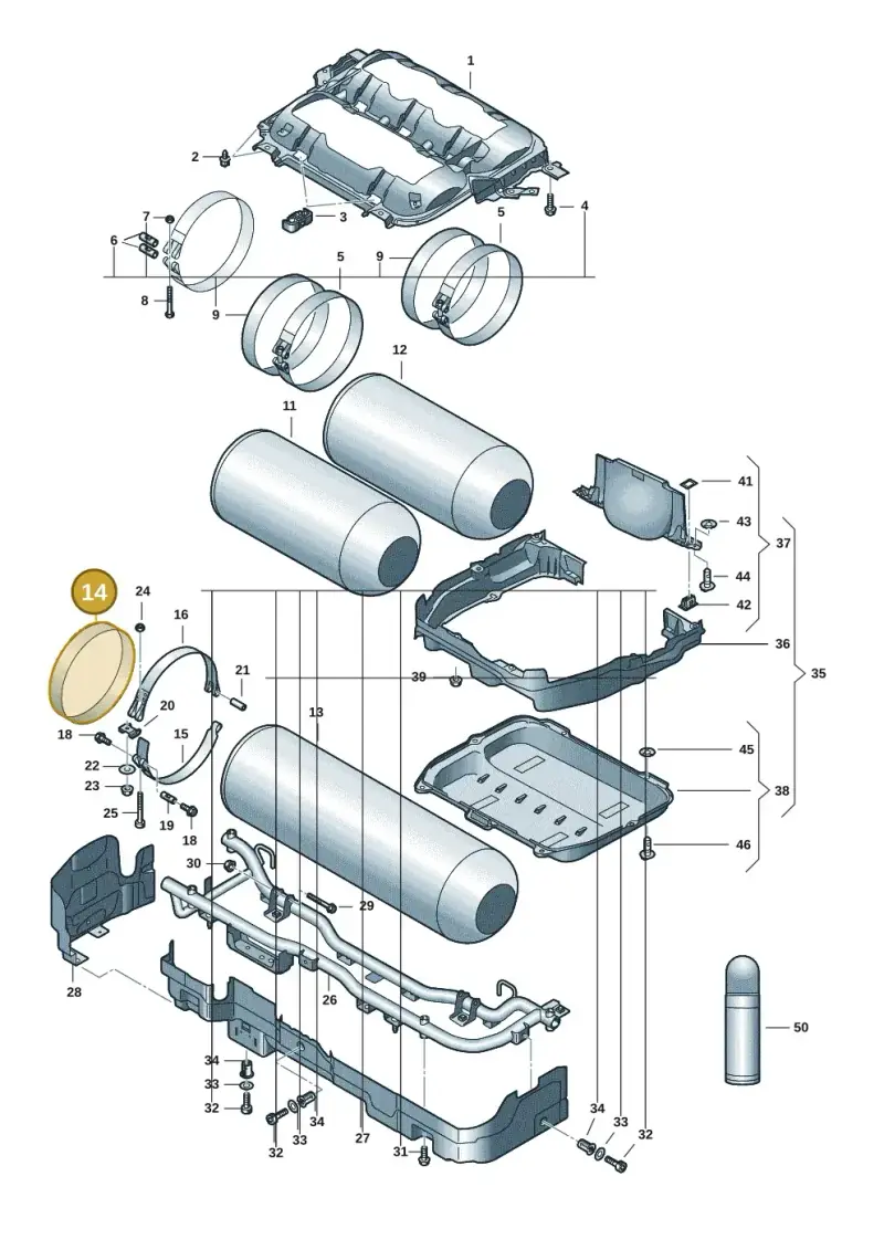 5Q0201300E — Volkswagen Golf 2.0 BlueMotion (2019-2024) diagram 5h0201010, position 14