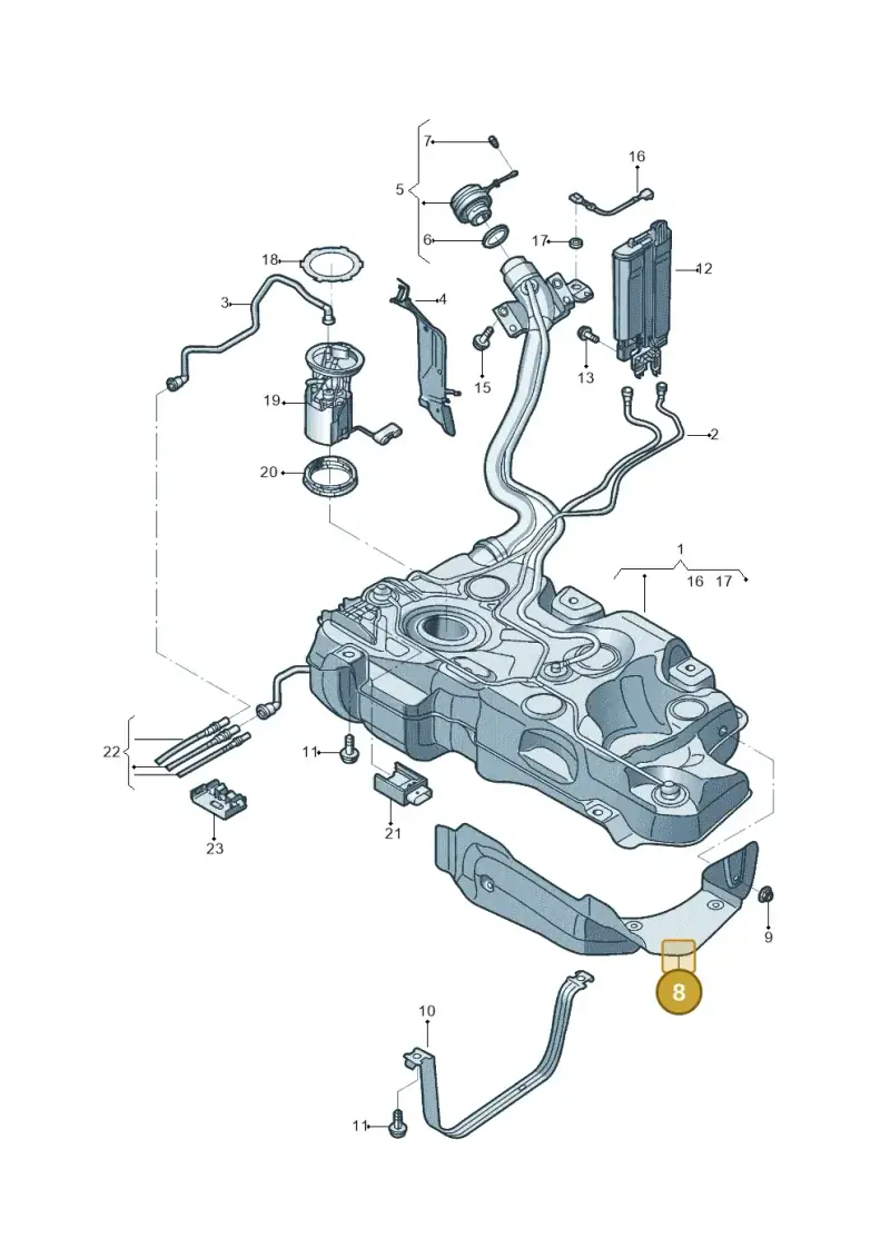 5Q0201307AB — Volkswagen Jetta 1.4 (2017-2024) diagram 431201020, position 8