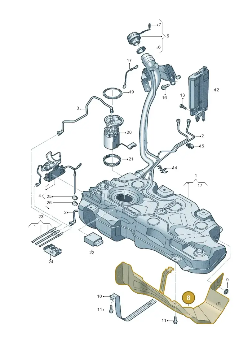 5Q0201307AE — Volkswagen T-Roc BlueMotion (2017-2024) diagram 813201042, position 8