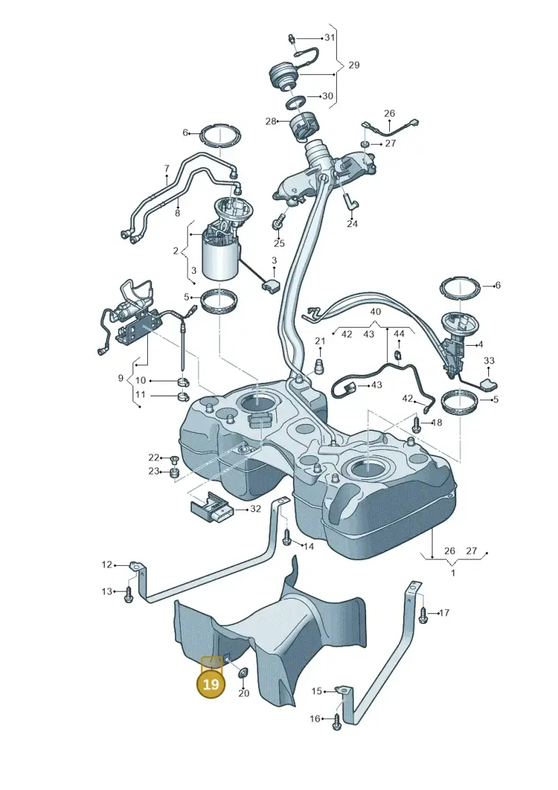 5Q0201307F — Volkswagen Tiguan 2.0 4Motion (2017-2024) diagram 597201160, position 19