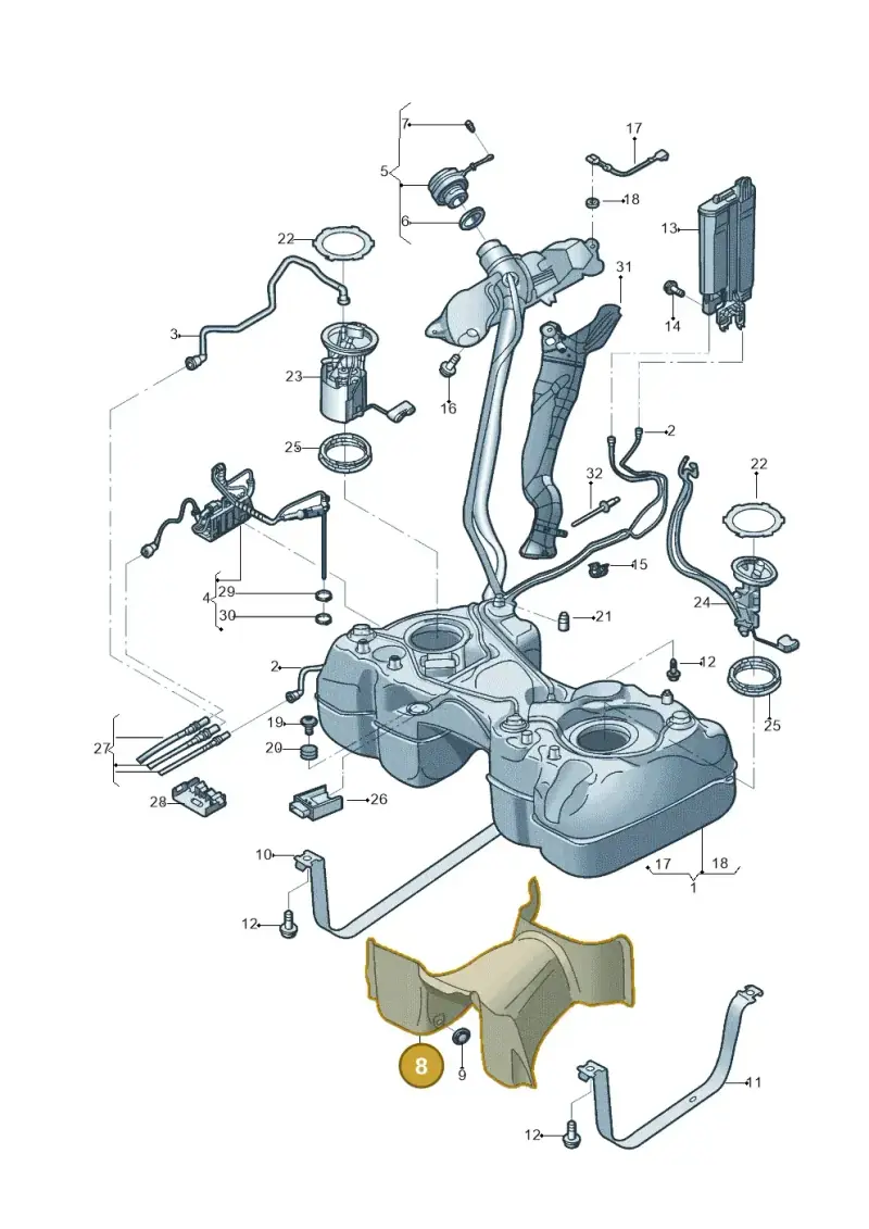 5Q0201307F — Volkswagen Tiguan 2.0 4Motion (2017-2024) diagram 833201010, position 8