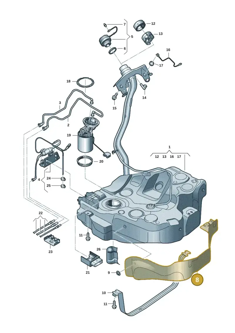 5Q0201307Q — Volkswagen Golf 2.0 BlueMotion (2019-2024) diagram 5h0201066, position 8