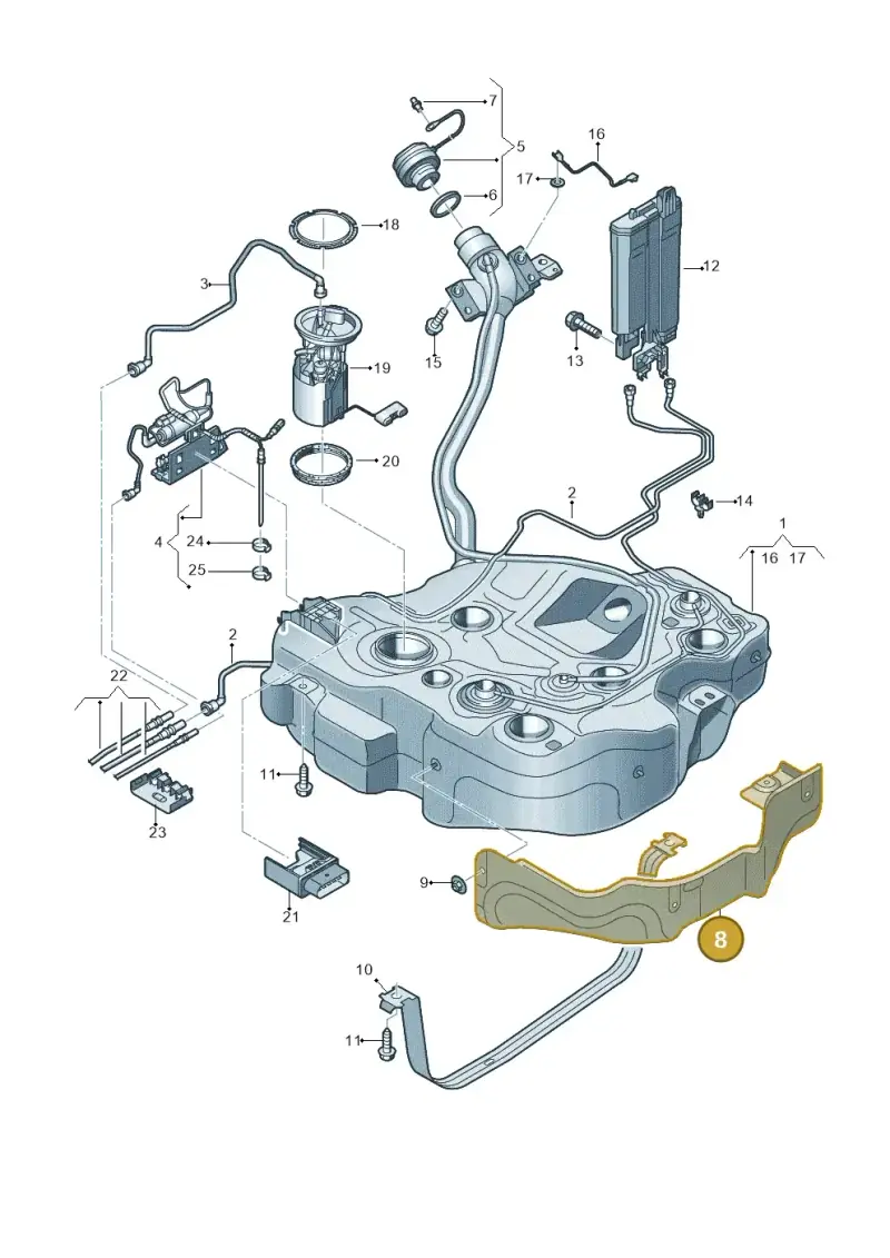 5Q0201307Q — Volkswagen Golf 2.0 (2016-2020) diagram 746201350, position 8