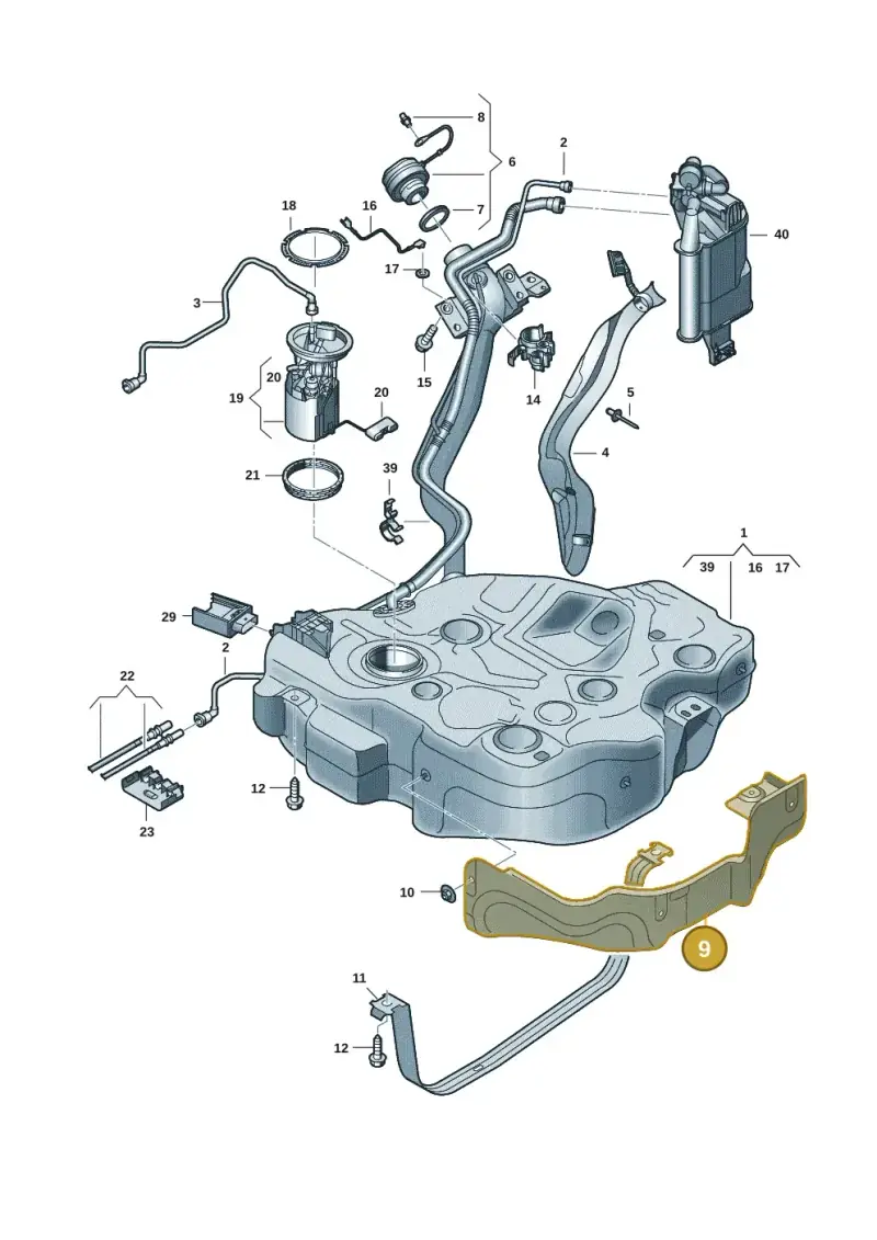 5Q0201307R — Volkswagen Golf 2.0 BlueMotion (2019-2024) diagram 5h0201045, position 9