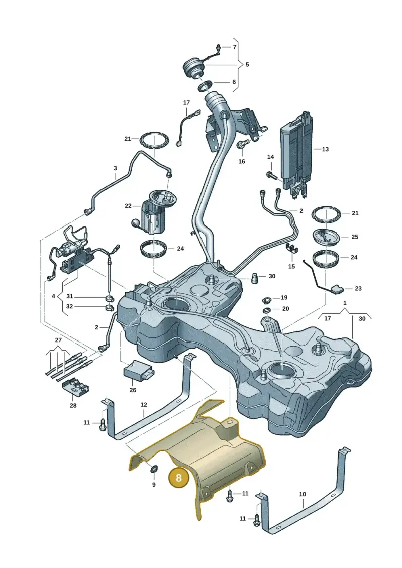 5Q0201307S — Volkswagen T-Roc BlueMotion (2017-2024) diagram 813201047, position 8