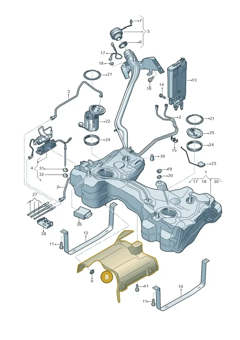 5Q0201307S — Volkswagen T-Roc BlueMotion (2017-2024) diagram 813201450, position 8