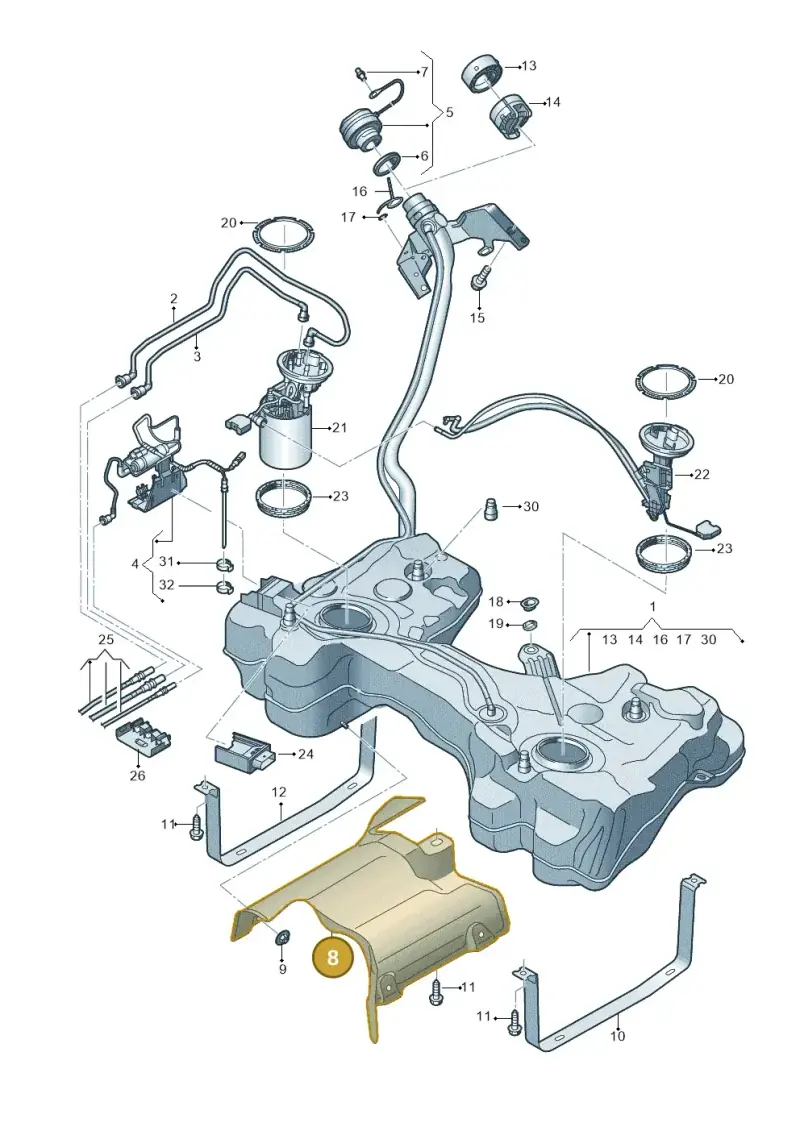 5Q0201307S — Volkswagen T-Roc BlueMotion (2017-2024) diagram 813201650, position 8