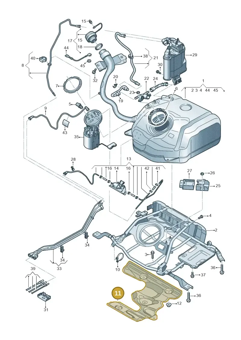 5Q0201307T — Volkswagen Golf 2.0 BlueMotion (2019-2024) diagram 5h0201050, position 11