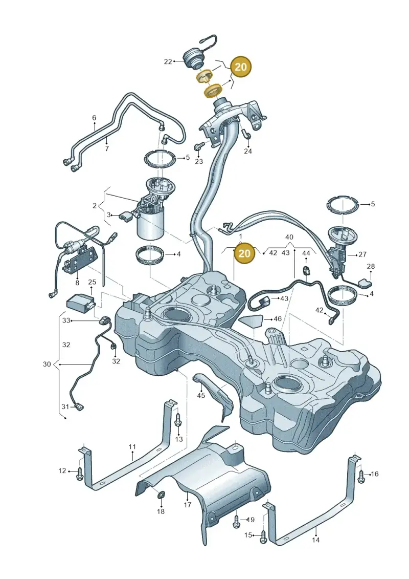 5Q0201400F — Audi A3 Sportback (2019-2025) diagram 596201150, position 20