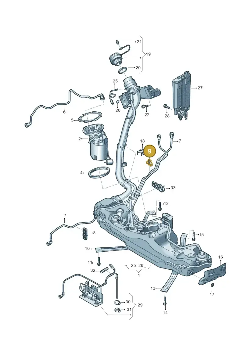 5Q0201449A — Volkswagen Golf 2.0 BlueMotion (2019-2024) diagram 5h0201033, position 9