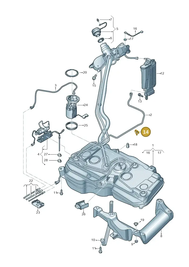 5Q0201449AD — Volkswagen Tiguan 2.0 4Motion (2016-2024) diagram 884201042, position 14