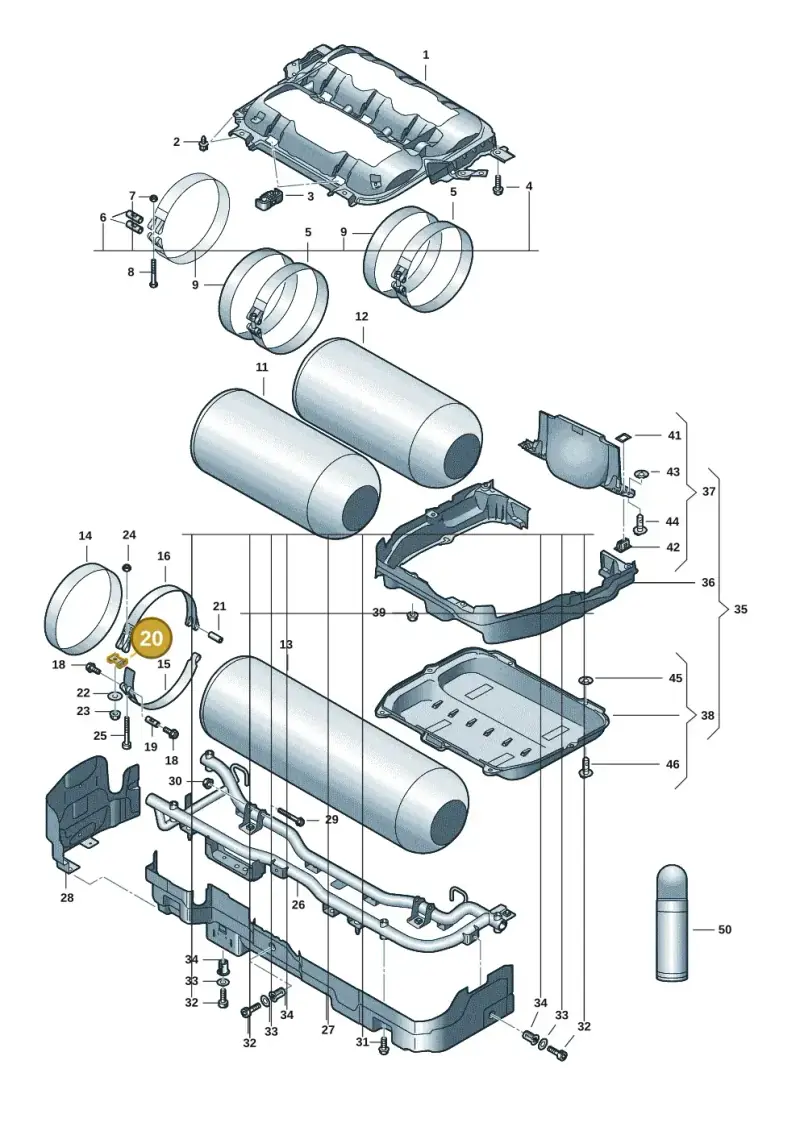 5Q0201504 — Volkswagen Golf 2.0 BlueMotion (2019-2024) diagram 5h0201010, position 20