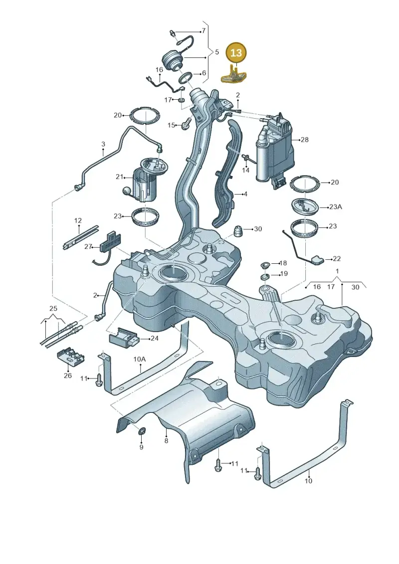 5Q0201519 — Volkswagen Golf 2.0 (2016-2020) diagram 746201470, position 13