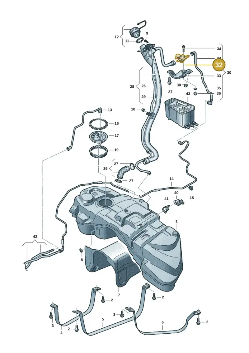 5Q0201549B — Volkswagen Touareg (2017-2023) diagram 439201055, position 32