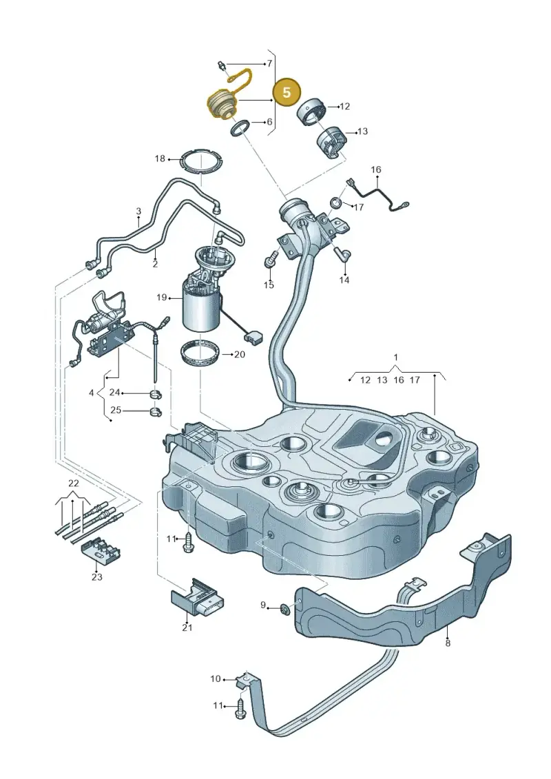 5Q0201550AN — Volkswagen Golf 2.0 (2016-2020) diagram 746201650, position 5