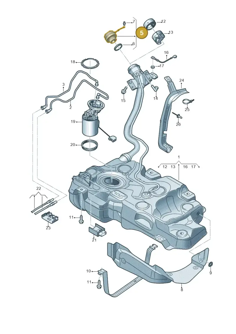 5Q0201550AN — Volkswagen Golf 2.0 (2016-2020) diagram 827201620, position 5