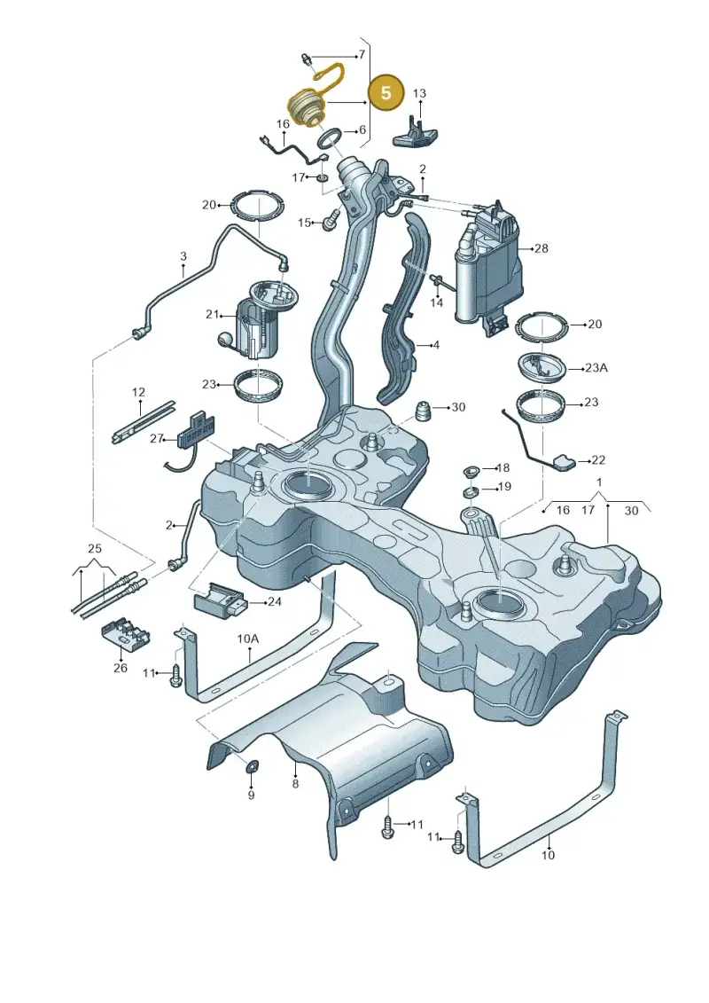 5Q0201550L — Volkswagen Golf 2.0 (2016-2020) diagram 746201470, position 5