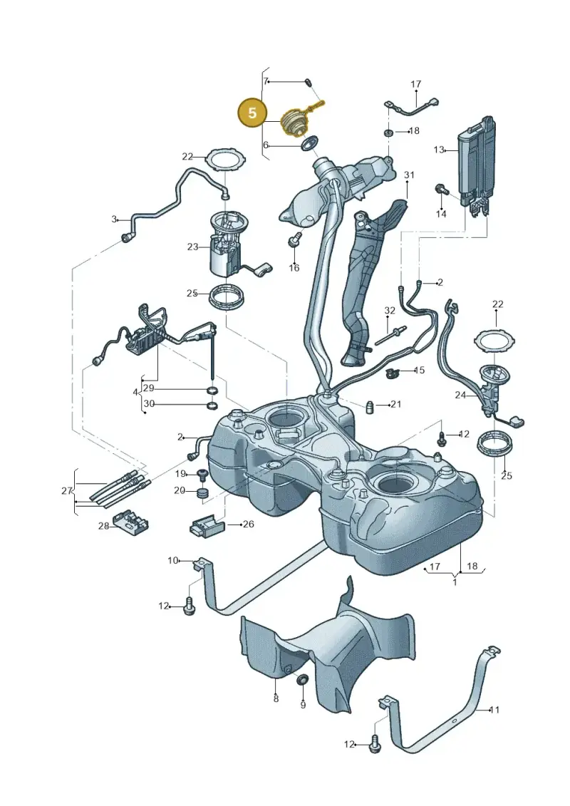 5Q0201550L — Volkswagen Tiguan 2.0 4Motion (2017-2024) diagram 833201010, position 5