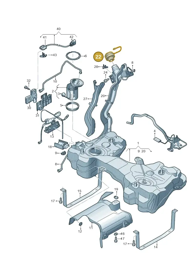 5Q0201550N — Audi RS3 Limousine (2017-2020) diagram 853201200, position 22