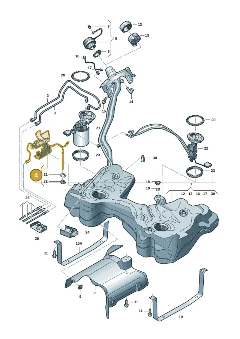 5Q0201607AB — Volkswagen Golf 2.0 BlueMotion (2019-2024) diagram 5h0201070, position 4