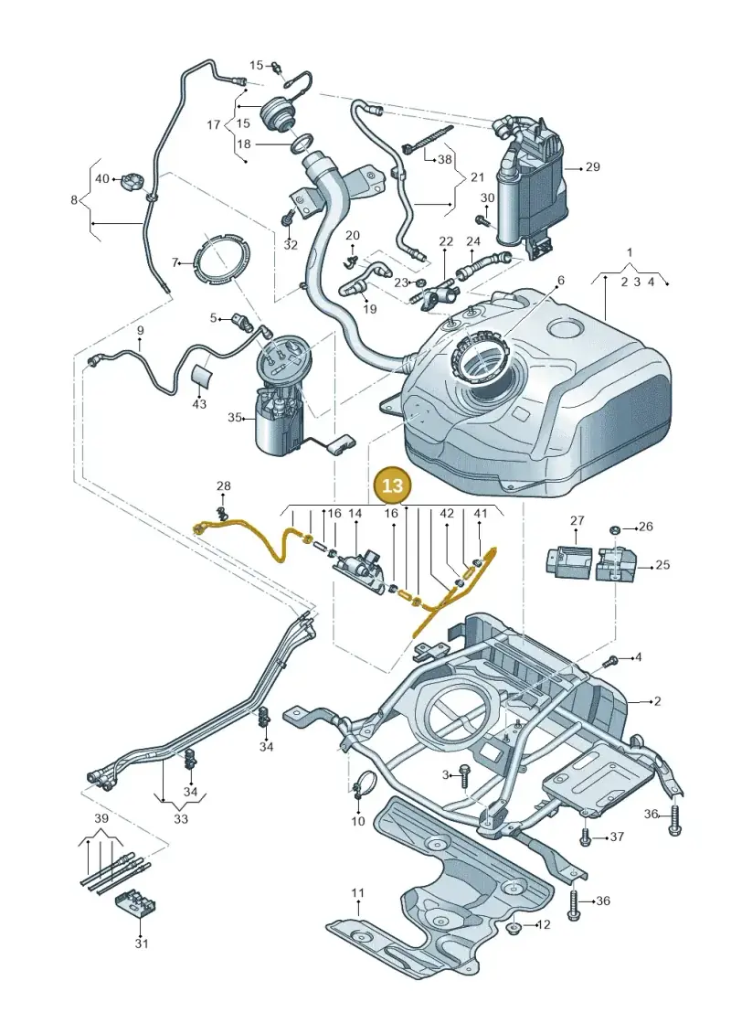 5Q0201607H — Volkswagen Golf 2.0 (2016-2020) diagram 746201500, position 13